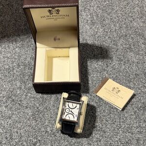 Hurlingham Black Leather Men's Watch